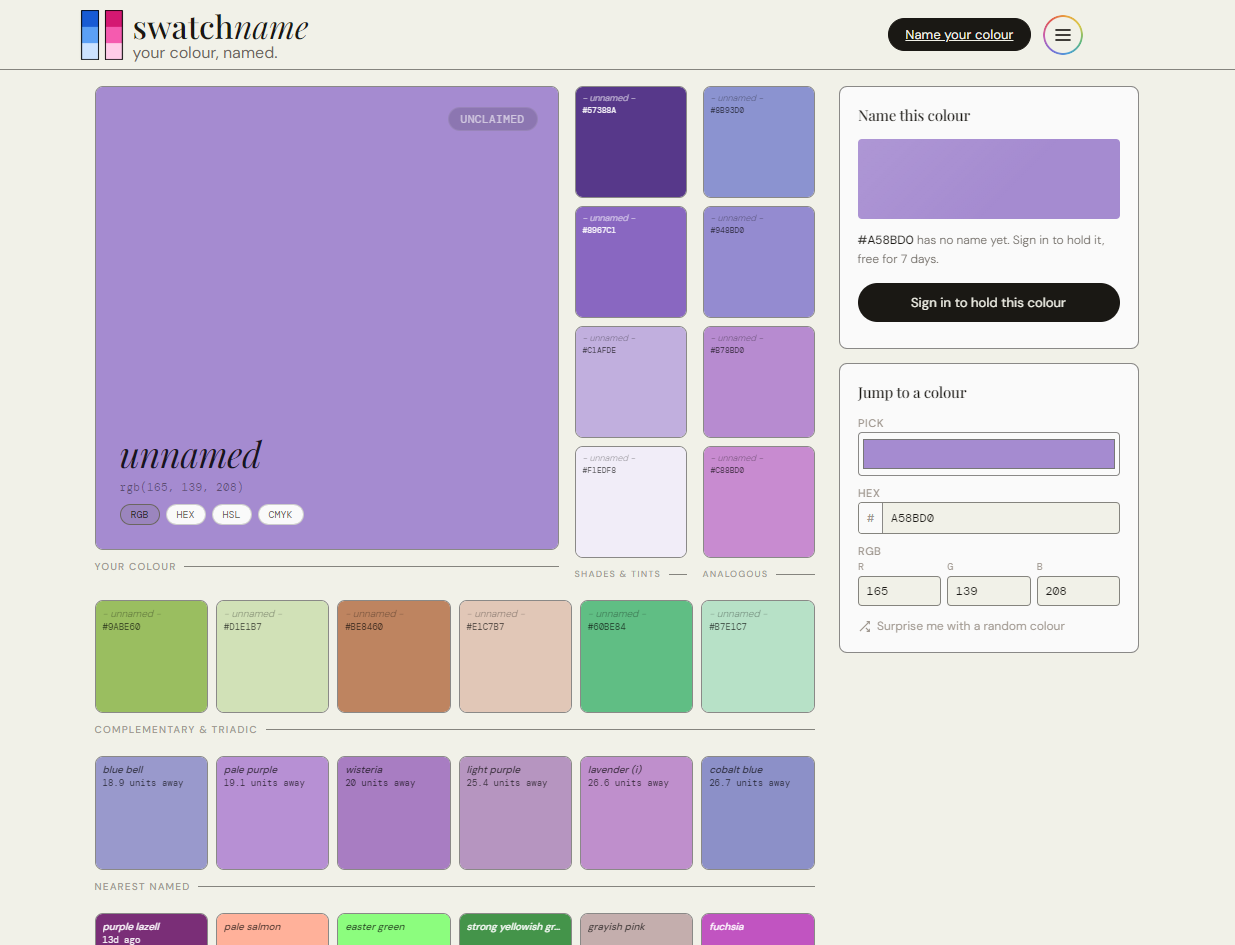 The SwatchName color picker