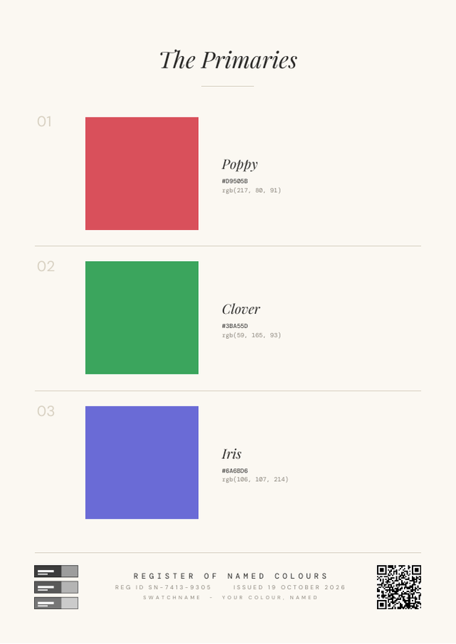 Catalogue Designer Certificate sample with 3 colors