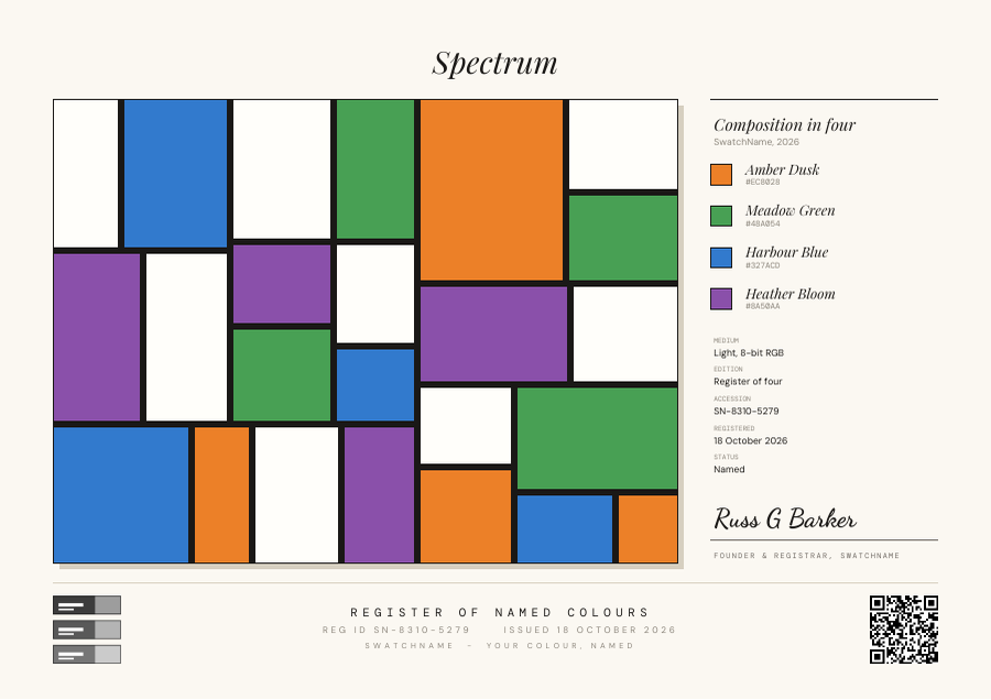 De Stijl Designer Certificate sample with 4 colors