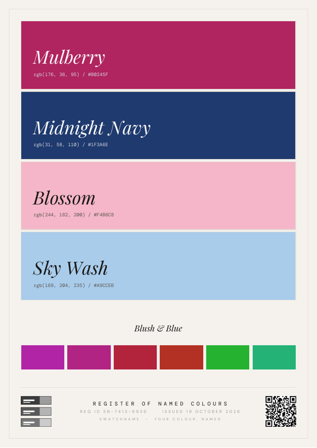 Palette Designer Certificate sample with 4 colors
