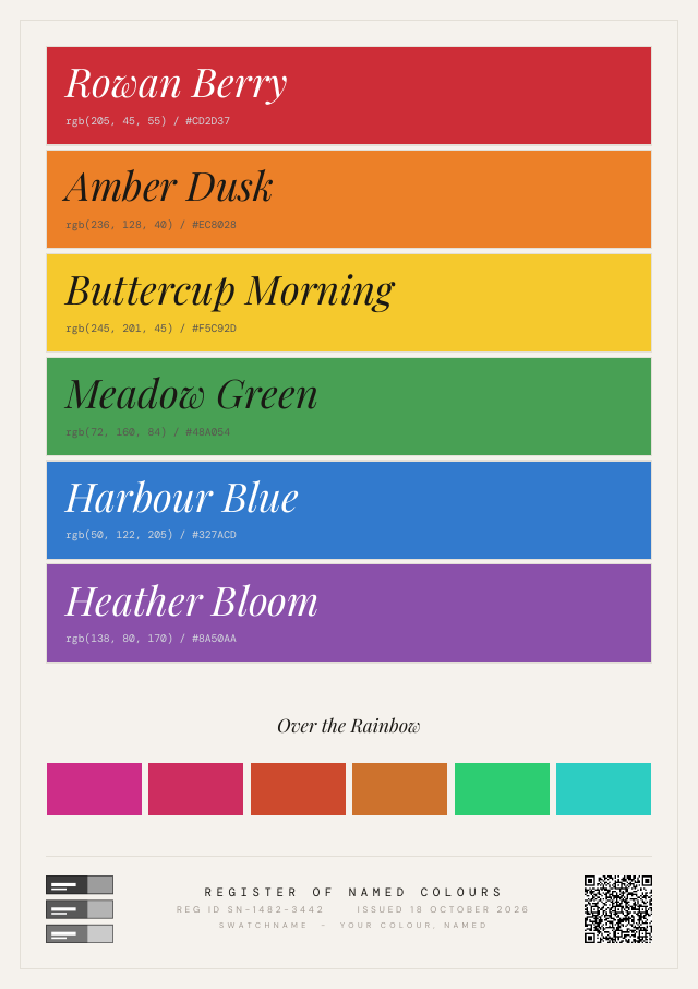 Palette Designer Certificate sample with 6 colors